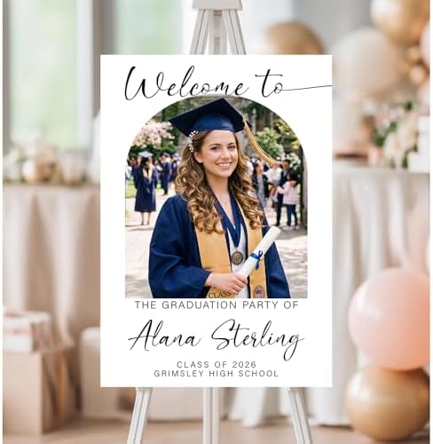 Graduation Party Welcome Sign, Custom Photo Grad Party Sign, Personalized High School & College University Grad Decoration 0