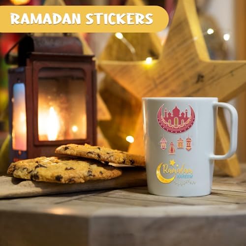 Xzentira 150PCS Ramadan Eid Stickers Islamic Mubarak Vinyl Crafts Decals for Ramadan Decorations Eid Gifts Adult Gift Packaging Laptop Bottle Scrapbook