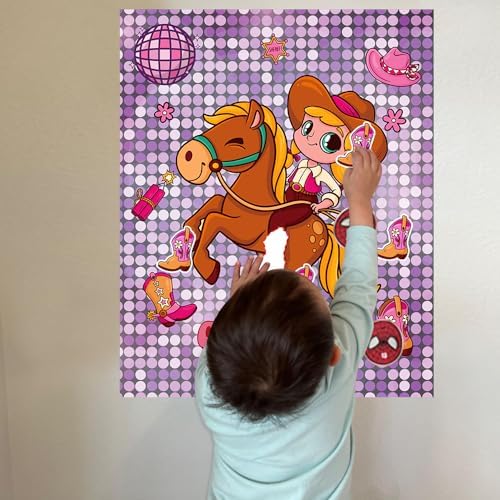 Western Cowgirl Birthday Party Games for Kids Pin The Boot on The Cowgirl Game for Western Rodeo Disco Birthday Party Decorations Favors Supplies - 24 Stickers