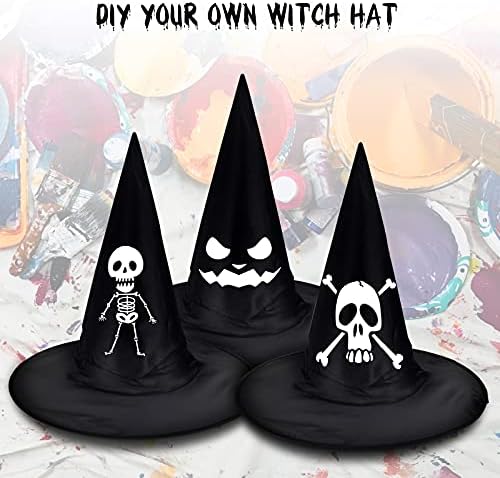 LINAYE 12Pcs Halloween Witch Hats Decorations with Spider Web,Creepy Cloth