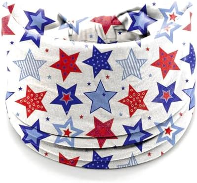 winthrop 4 Pack July 4th Patriotic Headbands for Women - Red White Blue Star Print Wide Bandana, Breathable Stretchy Non-Slip Hair Accessories for Yoga Running Party Celebrations
