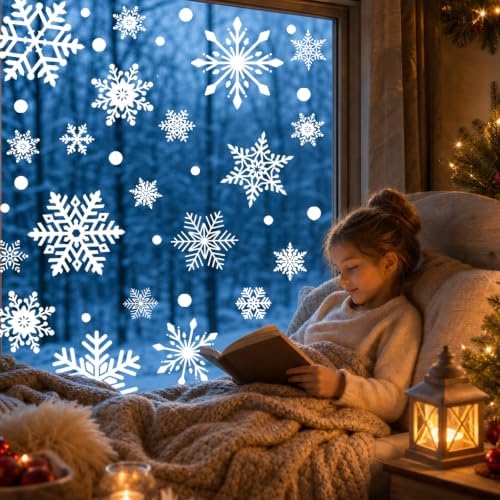 Christmas Window Clings for Glass Windows, Snowflakes Christmas Decorations