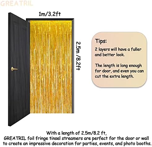 Gold Fringe Curtain Tinsel Backdrop Pack of 2