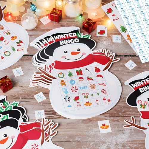 Blosssound Snowman Christmas Bingo Game for 24 Players, Holiday Party