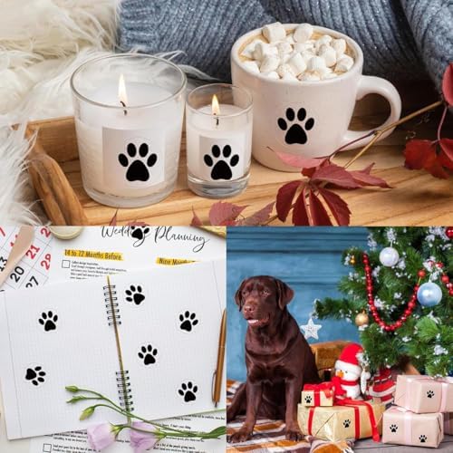 500PCS Paw Print Stickers Roll 1 Inch Waterproof Vinyl Dog Cat Paw Decals Animal Footprint Stickers for Kids Party Scrapbooking Crafts Classroom Reward Teens Adults Water Bottle Notebook Gift Bags