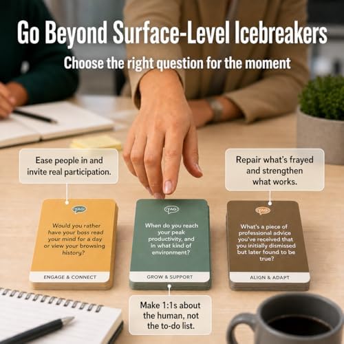 Conversation Cards for Coworkers & Managers - Build Trust & Improve Performance by Asking the Right Questions - Team Building Games for Work, 1:1 Meetings, Retros | Say This Not That Cards for Leaders