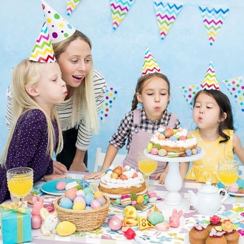 OHOME Easter Decorations - Rabbit Eggs Disposable Plastic Tablecloth Rectangular | Easter Party Decorations Supplies Favors Indoor Outdoor - Spring Holiday Backdrop Banner Table Cover for Home Kitchen
