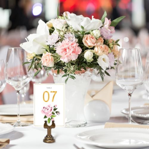 24 Pcs Bronze Table Number Holder Metal 1.8 in Place Card Holder