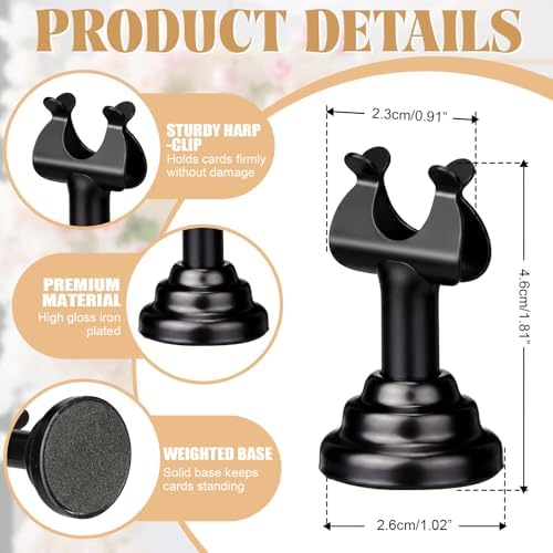 24 Pcs Black Table Number Holders Metal 1.8 in Place Card Holder