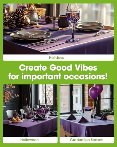 Pureegg Plastic Table Cloth Disposable 8 Pack 54 x 108 Inch, Purple