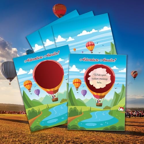 Make Your Own DIY Scratch Off Cards 20 Pack 3 in 4 in Note Cards and Stickers Adventure Awaits Hot Air Balloon 20 pack