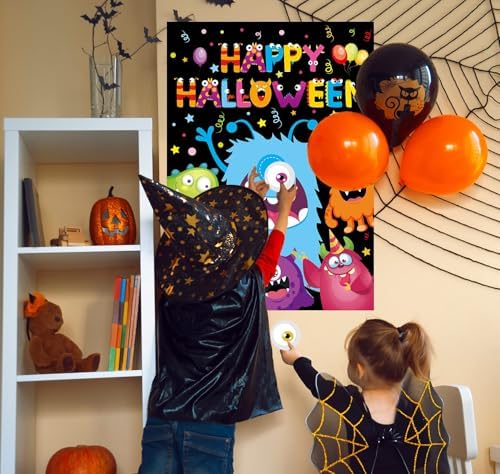 Halloween Games for Kids, Pin the Eye on the Monster Game Decorations