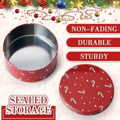 Yaomiao 12 Pack 5.3 Inch Christmas Cookie Tins with Lids, Delicate
