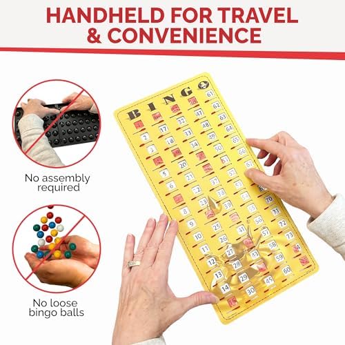 MR CHIPS Large 14.75" L x 6.75" W Jam-Proof Finger Tip Bingo Master Board Card with Large 3/4" Sliding Windows, Thick 5 Ply Cardboard, Gold Rush Style, Perfect for Tracking Bingo Games