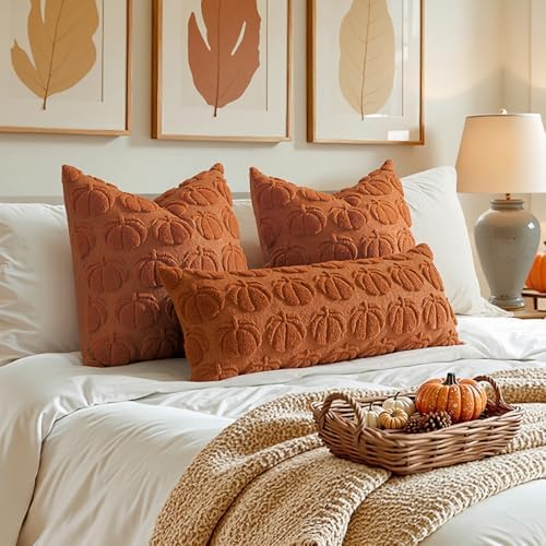 MIULEE Fall Pillow Covers Pumpkin Fall Decor 22x22 Dark Rust