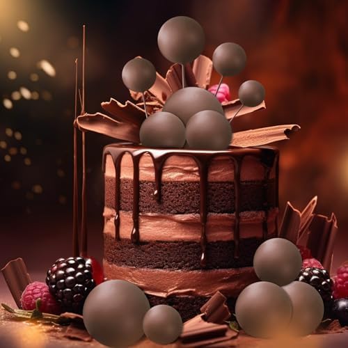 ASTARON 20 Pcs Foam Brown Balls Cake Topper Decorations for Birthday Cake