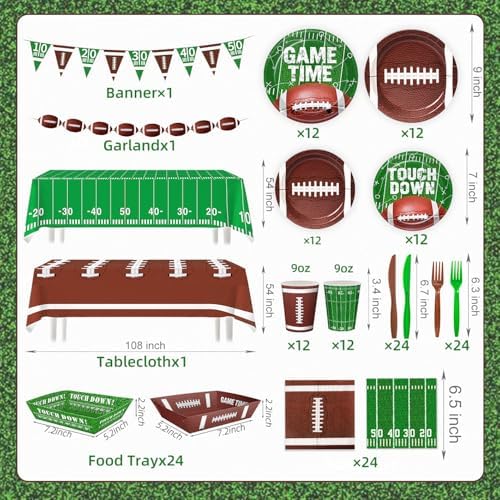 Football Party Decorations - Football Party Supplies Kit for 24