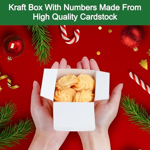 ONESING 24 Pcs DIY Christmas Advent Calendar Boxes for 2026, 24 Days Countdown Calendar Gift for Adults and Kids Christmas Cardboard Number Boxes Make & Fill Your Own Advent Calendar Boxes, Lovely Xmas Kraft Papper Box