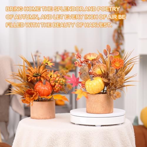 2PCS Fall Artificial Maple Pumpkin Table Centerpieces Home Decorations