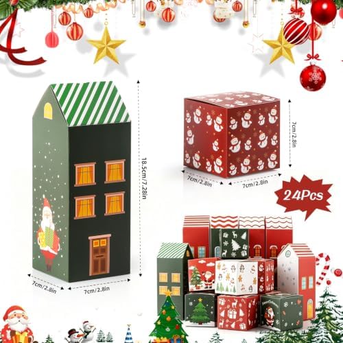 24 Christmas Advent Calendar Boxes to Fill for Adults Kids | Empty Advent Calendar, Countdown to Christmas Goody Treat Gift Boxes