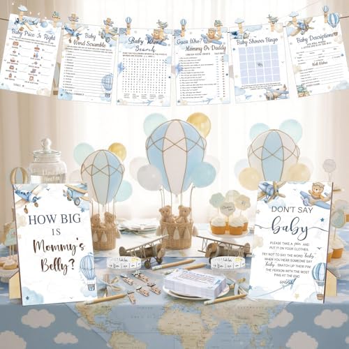 Funnymoom 426 Pcs Baby Shower Games Airplane Theme Boys, 8 Card Sets