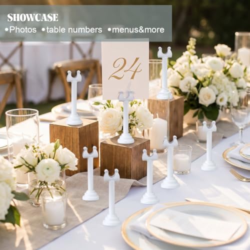24 Pcs White Table Number Holder Metal 3.15 in Place Card Holder