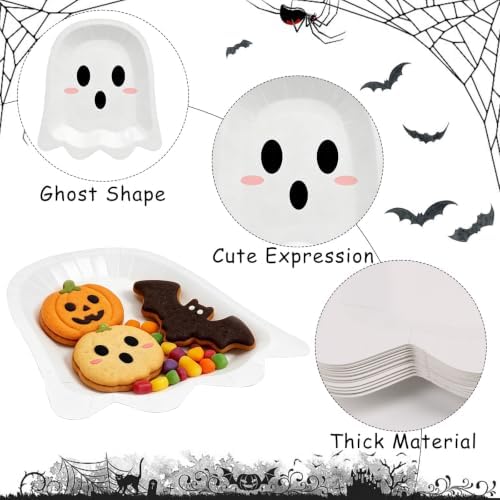 CCINEE Halloween Ghost Paper Plates 50Pcs Large