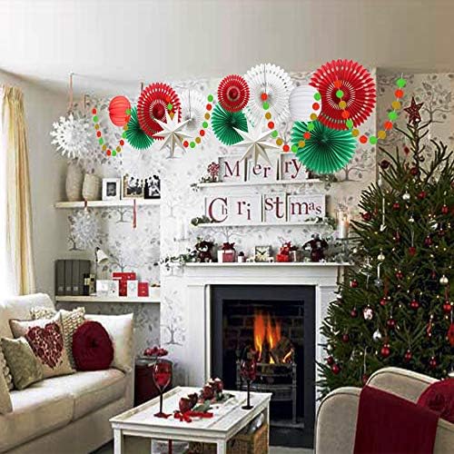 ADLKGG Red Green Christmas Party Decorations, Hanging Paper Decor Kit