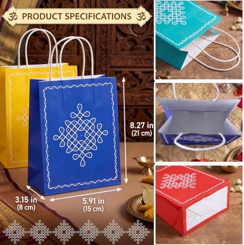Dansydaisy 24 Pack Indian Return Gifts Paper Bags Bulk for Pooja