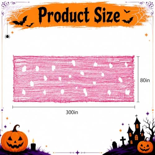 300'' x 80''Large Pink Halloween Creepy Cloth, Spooky Gauze Decoration