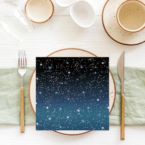 50 Pcs Space Paper Napkins 6.5 x 6.5 Inches, Galaxy Starry Night Theme Disposable Luncheon Dinner Party Napkins Cocktail Napkin for Outer Space Birthday Party Decorations (Galaxy)