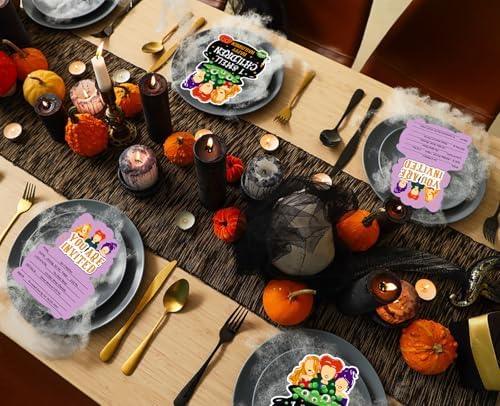 Halloween Party Invitation Cards with Envelopes - 12 Pack Hocus Pocus Halloween Invitations for Kids Adults - 5 x 6.6 Inch Witch Birthday Invitations for Haunted House Scary Holiday Party Favors