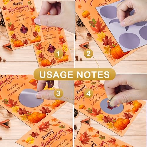 Thanksgiving Scratch Off Cards, Fun Thanksgiving Party Games, Turkey Scratch Cards For Prizes, Fall Harvest Party Congrats Raffle Tickets, Fall Lucky Draw Game For Adults, 50 Pack(10)