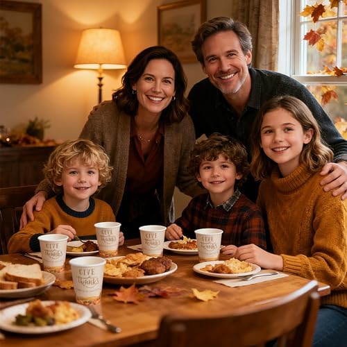 ATFUNSHOP Thanksgiving Disposable Paper Cups 30 PCS 9 OZ Fall Party Supplies for Adults Kids Coffee Juice and Hot Cold Drinks Party Supplies (Give Thanks)