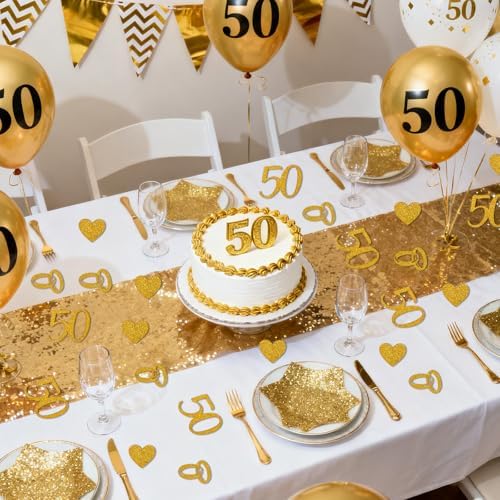 300pcs 50th Wedding Anniversary Confetti, Gold Wedding Table Scatter