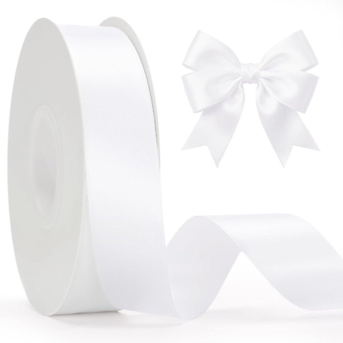 1 1/2 in 30 Yards Polyester White Ribbons for Gift Wrapping Wedding Decor