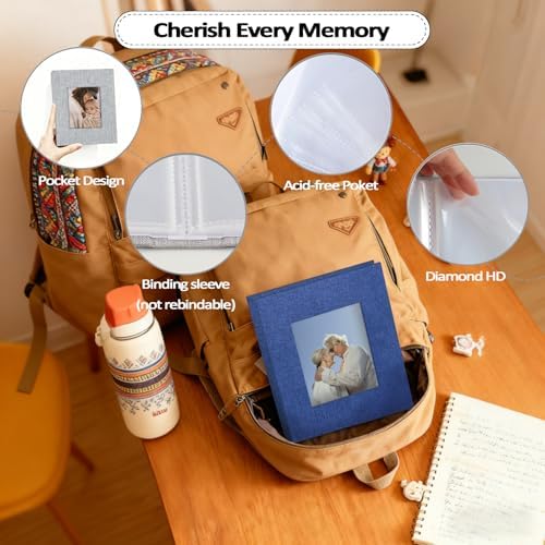 Popotop 2 Pack Photo Album 5x7 Pictures, Small Linen Slip-in Photo Albums Book for 80 Photos with 40 Pockets, Birthday Gifts for Women Mom Family Baby