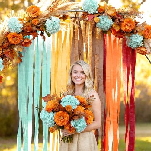 AOBKIAT Fall Colorful Streamers Party Decorations,5 Rolls
