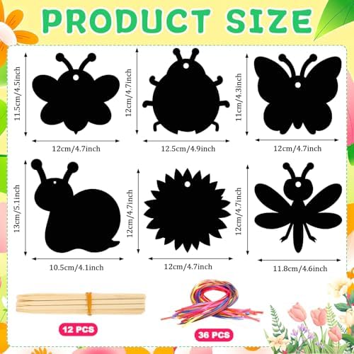 JULMELON 36 Pcs Spring Bugs Scratch Cards for DIY Spring Crafts