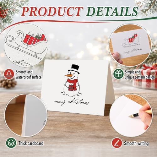 AmazingSpark 120 Pack Merry Christmas Cards with Envelope Bulk White Xmas