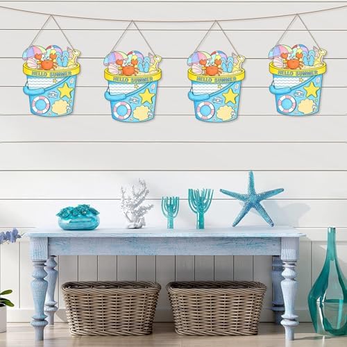 Sereliy 24 Pcs Summer Coloring Wreath Crafts, Color Your Own Bucket Crafts, DIY Paper Wreath for Summer Home Activities Games. (Bucket)
