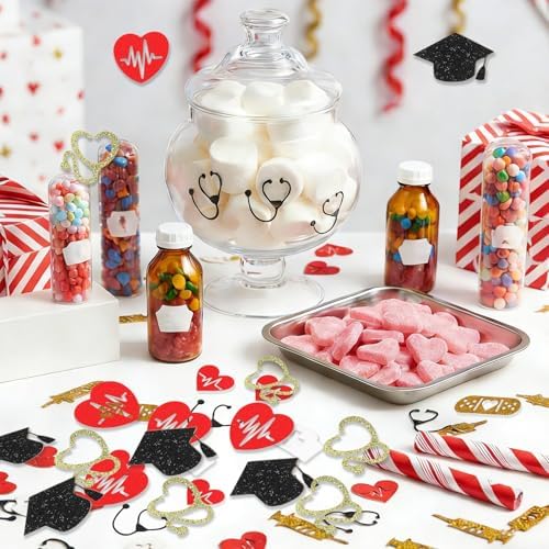 Nurse Confetti, 200Pcs Glitter Confetti for Nursing Graduation Party Decorations, Metallic Foil Sequins Table Decor for Nursing Medical School Graduation Nurse Week Decor Retirement RN Party Supplies