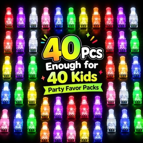 Budbof 40 PCS Party Favors for Kids, LED Finger Lights, 8 Gaming Designs, Birthday Party Favors, Goodie Bag Fillers, Pinata Fillers, Classroom Rewards, Video Game Party Supplies