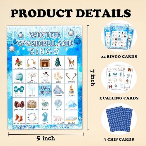 Winter Bingo Games Cards For Adults, Christmas Bingo Cards For Party, Snowman Xmas Party Decorations Favors Supplies, Merry Christmas Game For Family Friends, Holiday Games For 24 Players -12