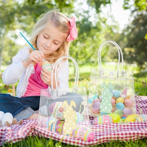 Aliceset 24 Pcs Clear PVC Gift Bags with Handle, Rabbit Goodie Bags