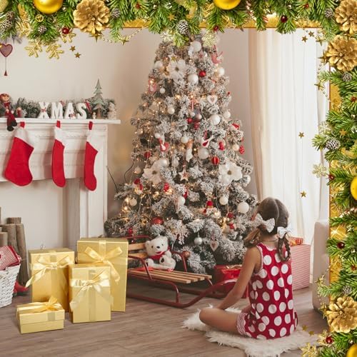 Cholemy 6 Pcs Christmas Nesting Gift Box, Vintage Style, Golden