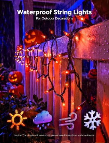 Brightown 40Ft Orange Halloween Fall Lights for Outdoor Indoor Decorations