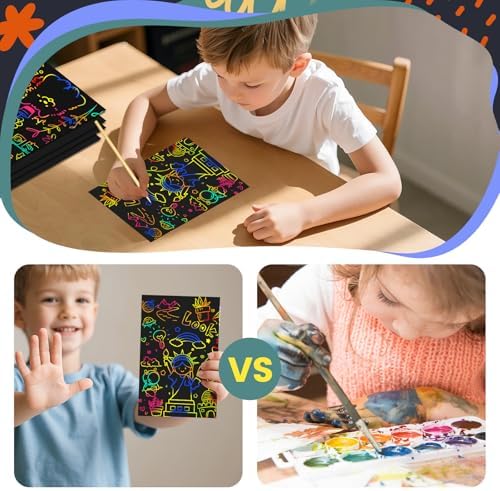 Cityrosy Rainbow Scratch Art Paper Sets Arts Crafts Supplies for Kid160 Pcs