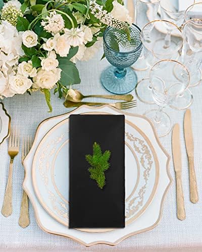 12 Pack Gold Napkin Rings and Cloth Napkins Set of 6, 17x17 Satin Cocktail Napkins Bulk Table Napkins Holder for Wedding Reception Personalized Napkins Bridal Shower for Party Decorative