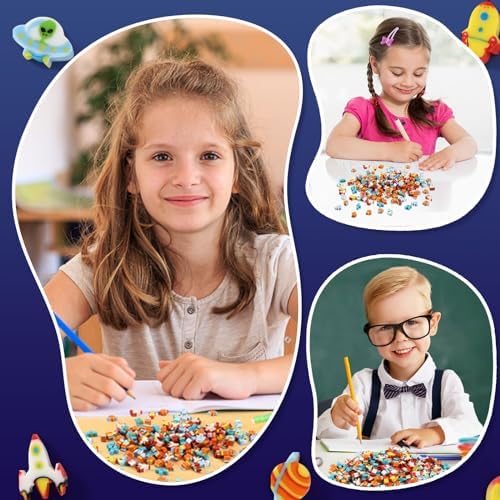 JUNEBRUSHS 150Pcs Space Mini Erasers for Kids Bulk
